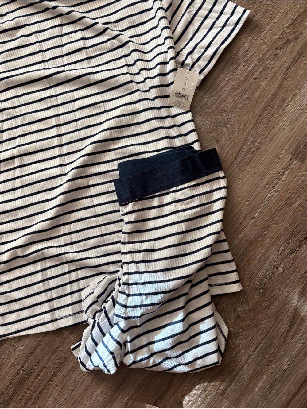 LOFT Navy & White Ribbed Striped Tee - Picture 2 of 3